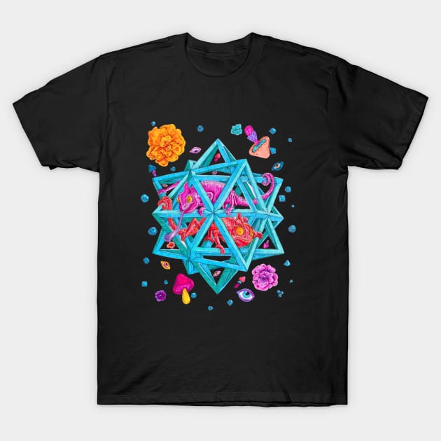 MC Escher Chameleons and Mushrooms T-Shirt by rosiemoonart